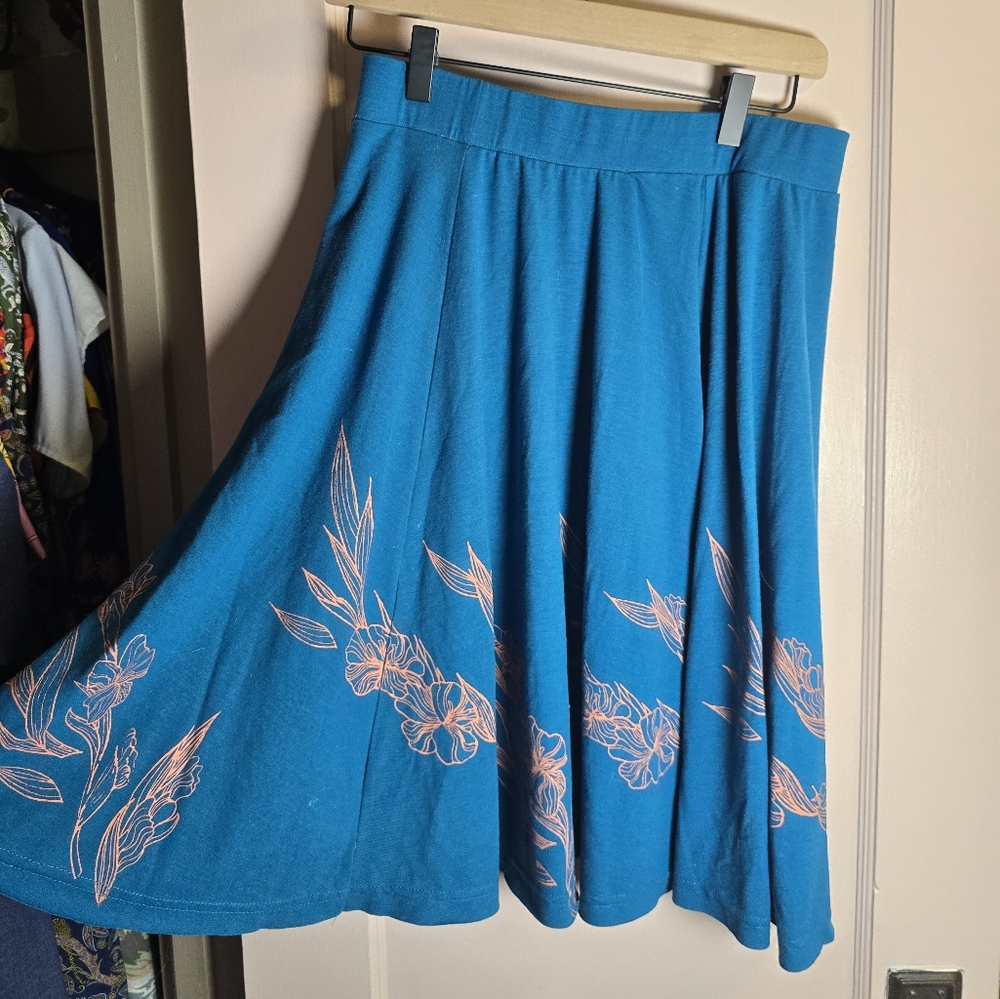 Anthropologie Tonle Cambodia Blue Floral Women's Skirt Size Small
